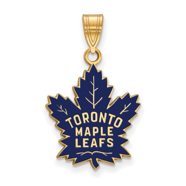 SS 14k Yellow Gold Plated NHL Toronto Maple Leafs LG Enamel Pendant