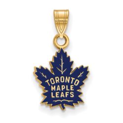 SS 14k Yellow Gold Plated NHL Toronto Maple Leafs SM Enamel Pendant