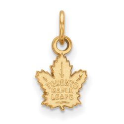 SS 14k Yellow Gold Plated NHL Toronto Maple Leafs XS (Tiny) Charm