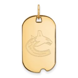 SS 14k Yellow Gold Plated NHL Vancouver Canucks Dog Tag Pendant