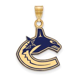 SS 14k Yellow Gold Plated NHL Vancouver Canucks LG Enamel Pendant