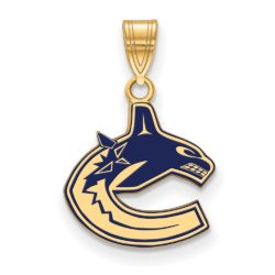 SS 14k Yellow Gold Plated NHL Vancouver Canucks SM Enamel Pendant