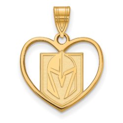 SS 14k Yellow Gold Plated NHL Vegas Golden Knights Heart Pendant