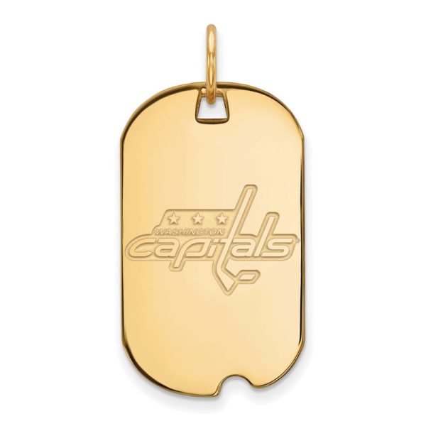 SS 14k Yellow Gold Plated NHL Washington Capitals Dog Tag Pendant