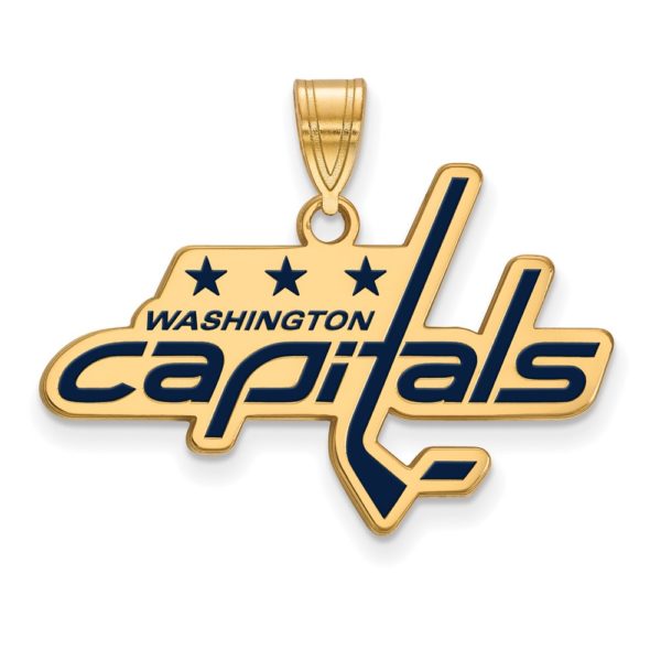 SS 14k Yellow Gold Plated NHL Washington Capitals LG Enamel Pendant