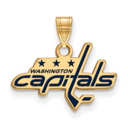 SS 14k Yellow Gold Plated NHL Washington Capitals SM Enamel Pendant