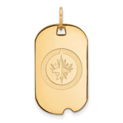 SS 14k Yellow Gold Plated NHL Winnipeg Jets Dog Tag Pendant