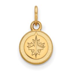 SS 14k Yellow Gold Plated NHL Winnipeg Jets XS (Tiny) Disc Charm