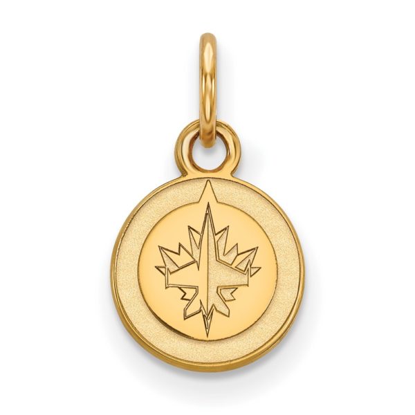 SS 14k Yellow Gold Plated NHL Winnipeg Jets XS (Tiny) Disc Charm