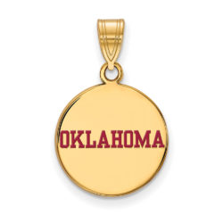 SS w/GP U. of Oklahoma Medium Enamel Disc Pendant