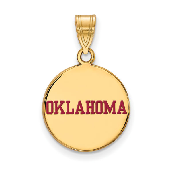 SS w/GP U. of Oklahoma Medium Enamel Disc Pendant