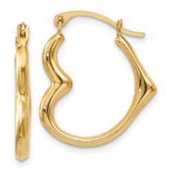 Sideways Heart Hoop Earrings in 14k Yellow Gold