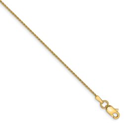 0.8mm, 14K Yellow Gold Diamond Cut Round Wheat Chain Anklet - 10 inch