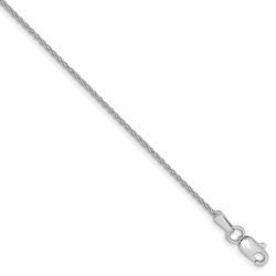 1.2mm, 14k White Gold, Solid Parisian Wheat Chain Anklet, 10 Inch