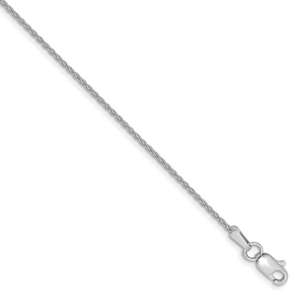 1.2mm, 14k White Gold, Solid Parisian Wheat Chain Anklet, 10 Inch