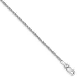 1.5mm, 14k White Gold, Solid Parisian Wheat Chain Anklet, 10 Inch