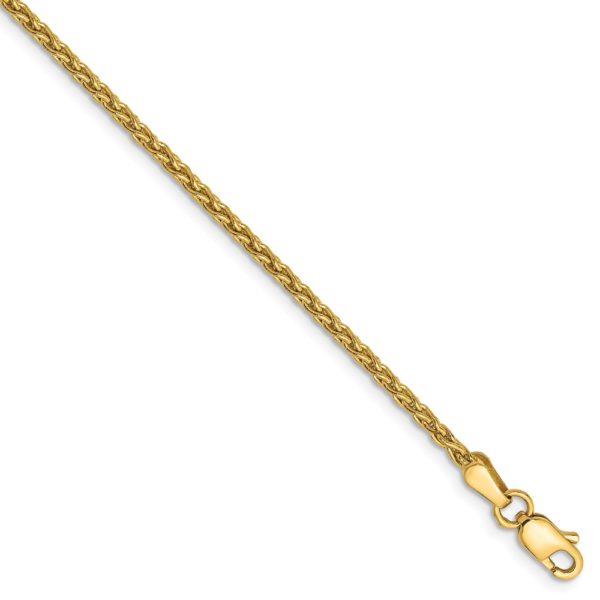 1.75mm, 14k Yellow Gold, Solid Parisian Wheat Chain Anklet, 10 Inch