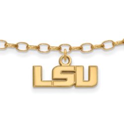 14k Gold Plated Silver Louisiana State University Anklet, 9 Inch