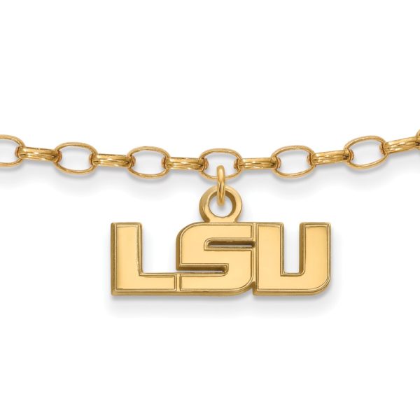 14k Gold Plated Silver Louisiana State University Anklet, 9 Inch