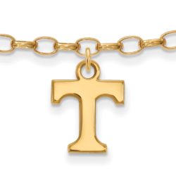 14k Gold Plated Silver University of Tennessee Anklet, 9 Inch