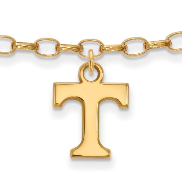 14k Gold Plated Silver University of Tennessee Anklet, 9 Inch