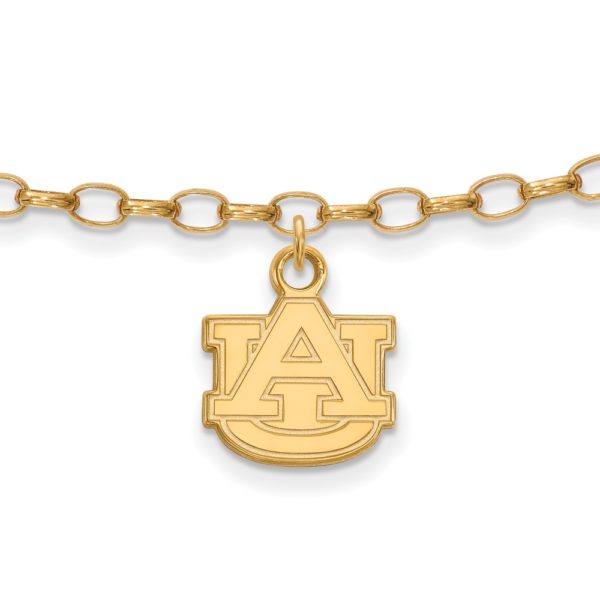 14k Gold Plated Sterling Silver Auburn University Anklet, 9 Inch