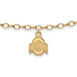 14k Gold Plated Sterling Silver Ohio State Univ. Anklet, 9 Inch