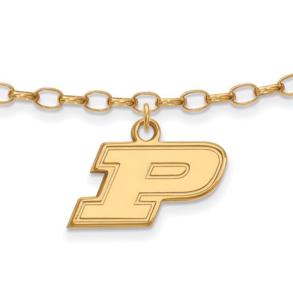 14k Gold Plated Sterling Silver Purdue P Dangle Anklet, 9 Inch