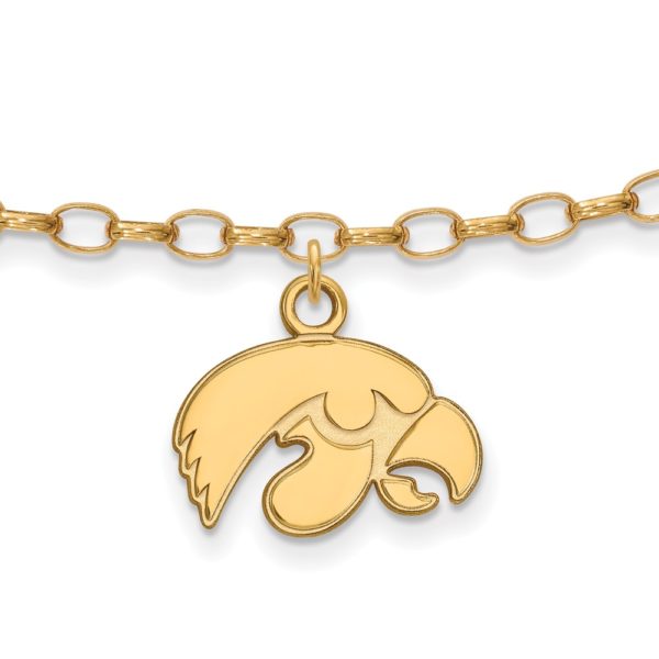 14k Gold Plated Sterling Silver University of Iowa Anklet, 9 Inch