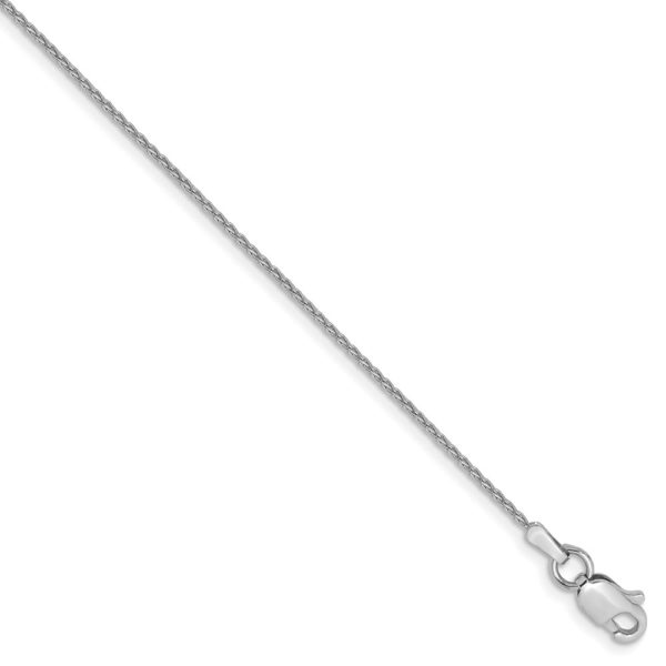 1mm, 14k White Gold, Solid Parisian Wheat Chain Anklet, 10 Inch