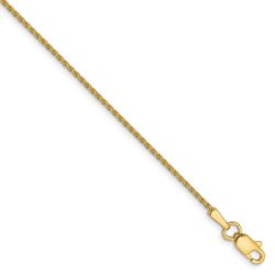 1mm 14k Yellow Gold Diamond Cut Round Wheat Chain Anklet, 10 Inch