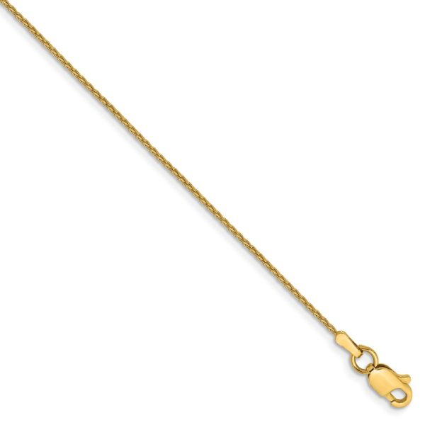 1mm, 14k Yellow Gold, Solid Parisian Wheat Chain Anklet, 10 Inch