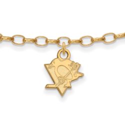 SS 14k Yellow Gold Plated NHL Pittsburgh Penguins Anklet, 9 Inch