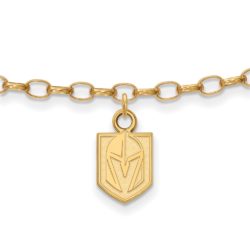 SS 14k Yellow Gold Plated NHL Vegas Golden Knights Anklet, 9 In