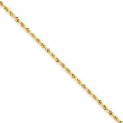 1.75mm, 14 Karat Yellow Gold, Handmade Rope Chain Anklet - 9 inch