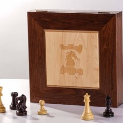 Walnut Maple Premium Hardwood Chess Box with Framed Inset