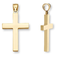 Men's 14K Solid Gold Plain Polished Cross Pendant