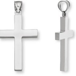 Plain 14K White Gold Women's Cross Pendant