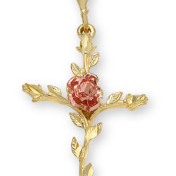 Rose of Sharon Cross Pendant in 14K Gold