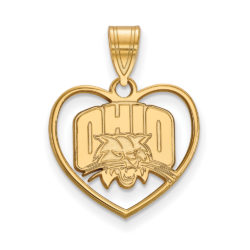 14k Gold Plated Silver Ohio U. Heart Pendant