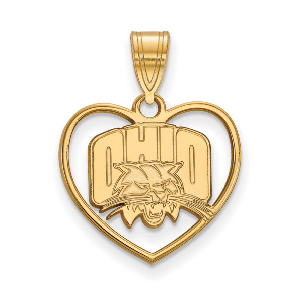 14k Gold Plated Silver Ohio U. Heart Pendant