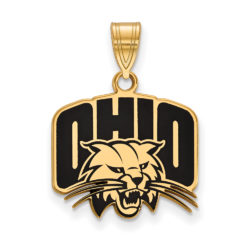 14k Gold Plated Silver Ohio U. Medium Enamel Pendant