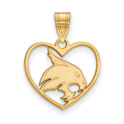 14k Gold Plated Silver Texas State Heart Pendant