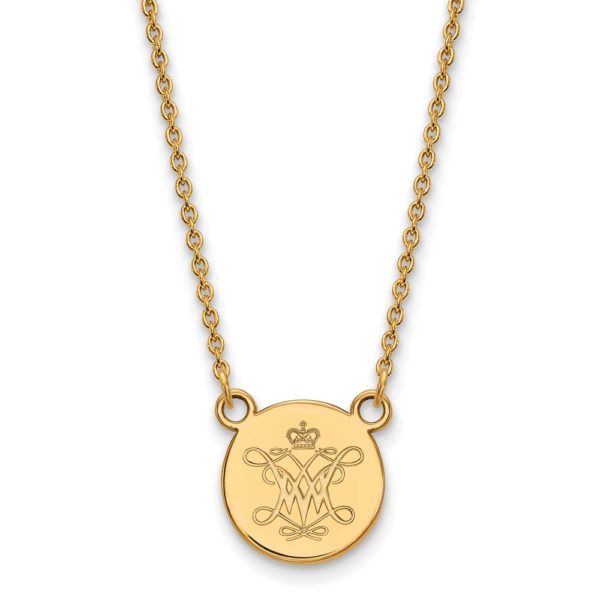 14k Gold Plated Silver William And Mary Small Disc Pendant