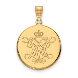 14k Gold Plated Silver William and Mary Large Disc Pendant