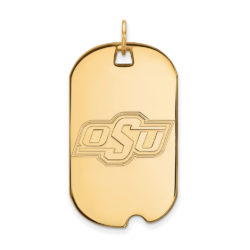 10k Yellow Gold Oklahoma State Large Dog Tag Pendant