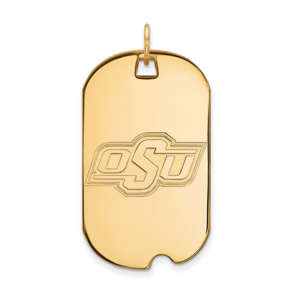 10k Yellow Gold Oklahoma State Large Dog Tag Pendant