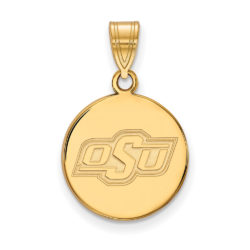 10k Yellow Gold Oklahoma State Medium Disc Pendant