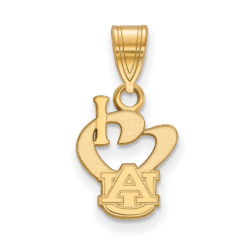 14k Gold Plated Silver Auburn U Small I Love Logo Pendant