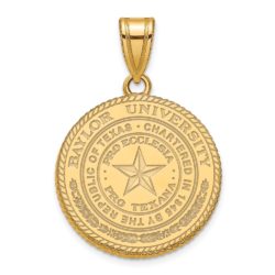 14k Gold Plated Silver Baylor U Large Crest Disc Pendant